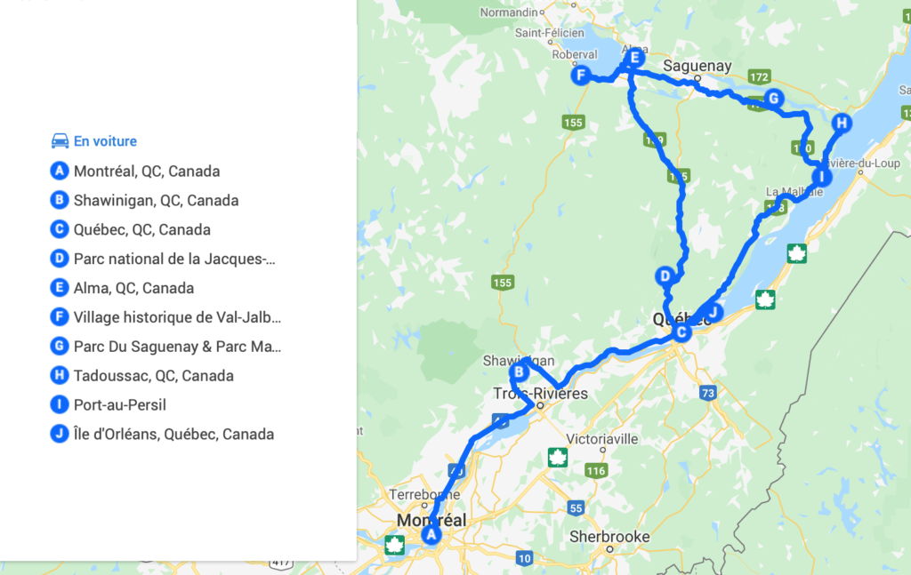 Itinéraire de 15 jours au Québec