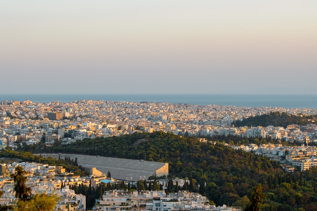Visite Athènes : Colline Likabette coucher soleil