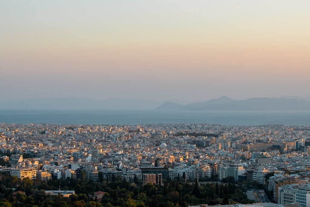 Visite Athènes : Colline Likabette coucher soleil