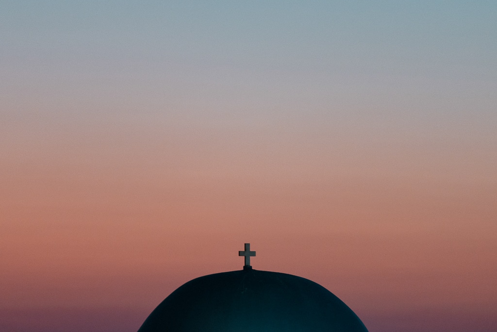 Coucher de soleil église Paros